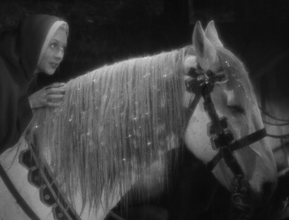  Josette Day as Belle, and magical horse from Jean Cocteau’s La Belle et la Bête, 1946, photo Cocteau publicity