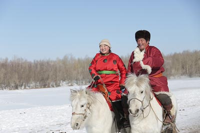 Co owners of Horse Trek Mongolia and hosts of the Gobi Gallop on a recent ride - Sarantuya and Batsaikhan Co owners of Horse Trek Mongolia and hosts of the Gobi Gallop on a recent ride - Sarantuya and Batsaikhan