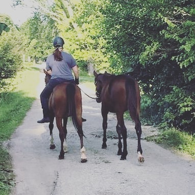 This was the first time she rode off with the pony. She was pretty unconcerned. This was the first time she rode off with the pony. She was pretty unconcerned.