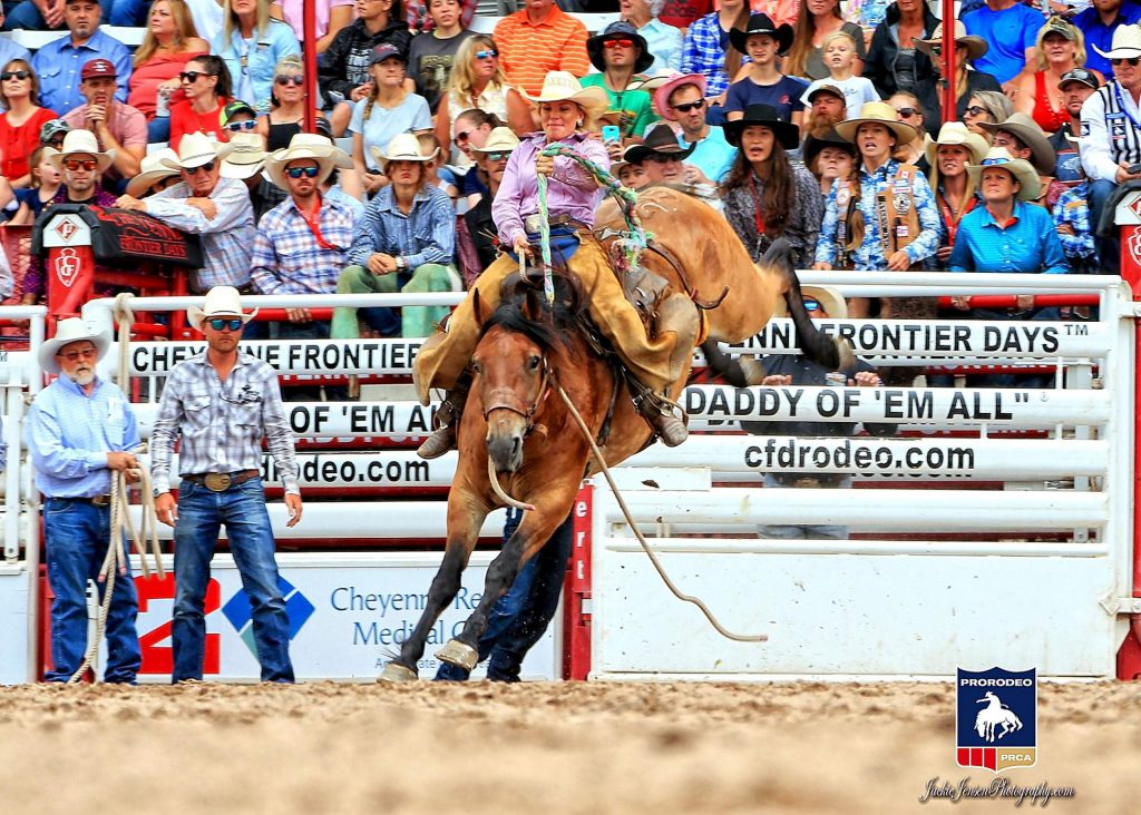Photo courtesy Jackie Jensen Photography | Texas based horse trainer Carly Ramsey is pictured winning the 2019 Texas Bronc Riders Association Tour Finals in Cheyenne, along with the year-end high money title. Photo courtesy Jackie Jensen Photography | Texas based horse trainer Carly Ramsey is pictured winning the 2019 Texas Bronc Riders Association Tour Finals in Cheyenne, along with the year-end high money title.