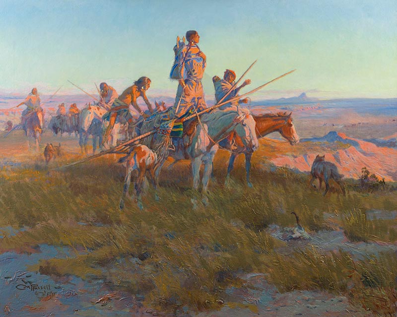 Charles M. Russell (1864–1926) In the Wake of the Buffalo Runners, 1911 Oil on canvas, Courtesy Private Collection Charles M. Russell (1864–1926) In the Wake of the Buffalo Runners, 1911 Oil on canvas, Courtesy Private Collection