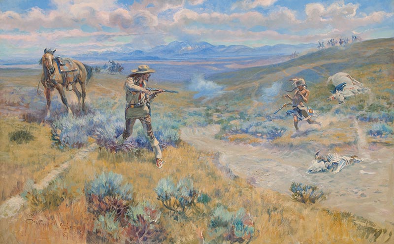 Charles M. Russell (1864–1926) Buffalo Bill's Duel With Yellowhand , 1917 Oil on canvas Courtesy Sid Richardson Museum, Fort Worth, Texas Charles M. Russell (1864–1926) Buffalo Bill's Duel With Yellowhand , 1917 Oil on canvas Courtesy Sid Richardson Museum, Fort Worth, Texas