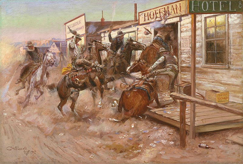 Charles M. Russell (1864–1926) In Without Knocking, 1909 Oil on canvas Amon Carter Museum, Fort Worth, Texas, Amon G. Carter Collection Charles M. Russell (1864–1926) In Without Knocking, 1909 Oil on canvas Amon Carter Museum, Fort Worth, Texas, Amon G. Carter Collection